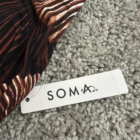 SOMA SWIM Plunge Bikini Top in Lovina Beach Palm M Black Brown Sz. Small NWT - Picture 10 of 11